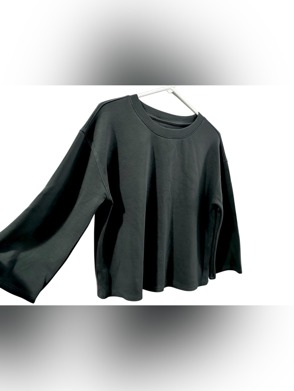 Lou & Grey Charcoal Gray Scuba Knit Oversized Cropped Sweatshirt Top Size Medium